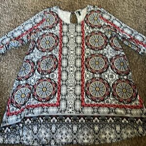 Border print swing style dress